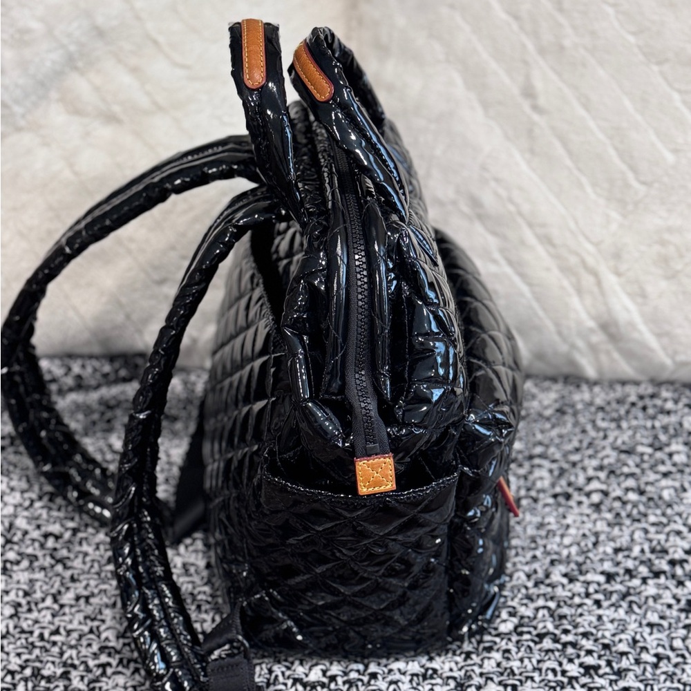 MZ Wallace Small Top Handle Backpack Patent Leather Black Lacquer Pristine! - Picture 4 of 13